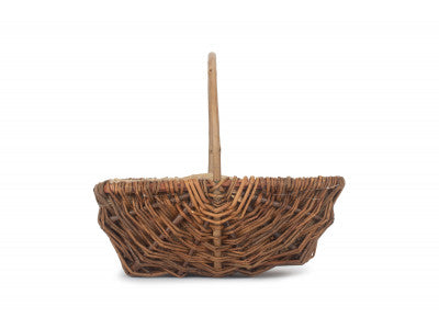 Basket, SMALL RECTANGULAR UNPEELED WILLOW GARDEN TRUG with HESSIAN LINING