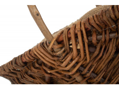 Basket, SMALL RECTANGULAR UNPEELED WILLOW GARDEN TRUG with HESSIAN LINING