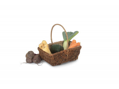 Basket, MEDIUM RECTANGULAR UNPEELED WILLOW GARDEN TRUG with HESSIAN LINING