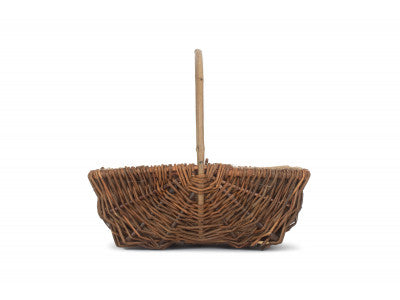 Basket, MEDIUM RECTANGULAR UNPEELED WILLOW GARDEN TRUG with HESSIAN LINING
