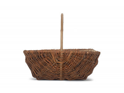 Basket, LARGE RECTANGULAR UNPEELED WILLOW GARDEN TRUG with HESSIAN LINING