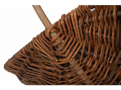 Basket, LARGE RECTANGULAR UNPEELED WILLOW GARDEN TRUG with HESSIAN LINING
