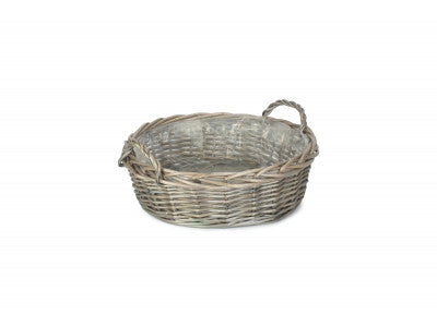 Basket, LARGE ROUND ANTIQUE WASH DISPLAY TRAY with PLASTIC LINING