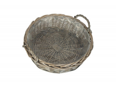 Basket, LARGE ROUND ANTIQUE WASH DISPLAY TRAY with PLASTIC LINING