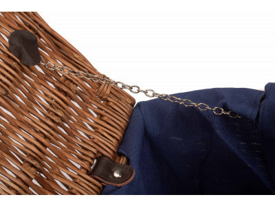 "Basket, 16" DOUBLE STEAMED HAMPER with NAVY BLUE LINING"
