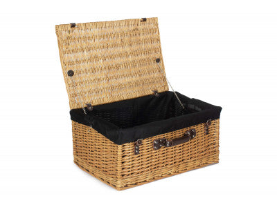"Basket, 24" BUFF HAMPER with BLACK LINING"