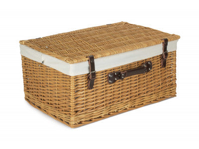 "Basket, 24" BUFF HAMPER with WHITE LINING"