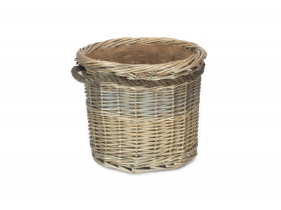 Basket, MEDIUM ANTIQUE WASH ROUND ROPE HANDLED LOG BASKET