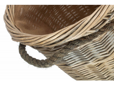 Basket, MEDIUM ANTIQUE WASH ROUND ROPE HANDLED LOG BASKET