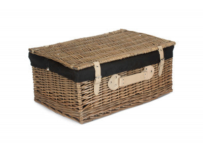"Basket, 22" ANTIQUE WASH HAMPER with BLACK LINING"
