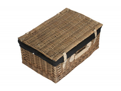 "Basket, 22" ANTIQUE WASH HAMPER with BLACK LINING"