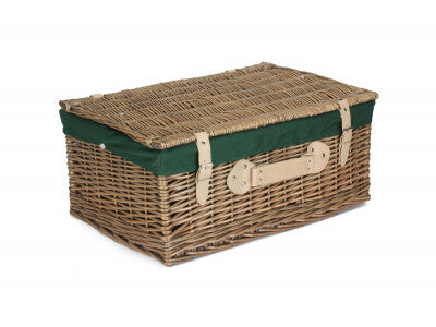"Basket, 22" ANTIQUE WASH HAMPER with GREEN LINING"