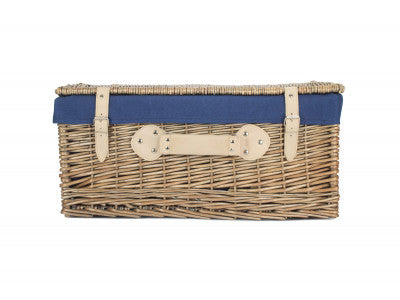 "Basket, 22" ANTIQUE WASH HAMPER with NAVY BLUE LINING"