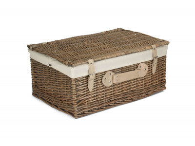 "Basket, 22" ANTIQUE WASH HAMPER with WHITE LINING"