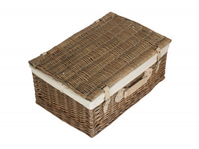 "Basket, 22" ANTIQUE WASH HAMPER with WHITE LINING"