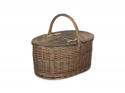 Basket, DEEP ANTIQUE WASH OVAL PICNIC BASKET