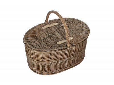 Basket, DEEP ANTIQUE WASH OVAL PICNIC BASKET