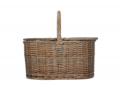 Basket, DEEP ANTIQUE WASH OVAL PICNIC BASKET