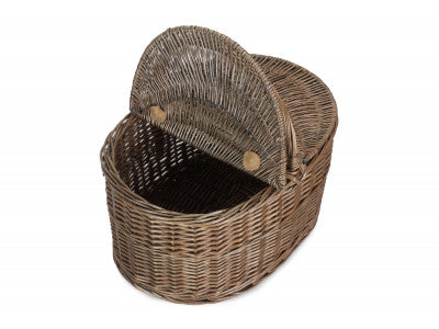 Basket, DEEP ANTIQUE WASH OVAL PICNIC BASKET