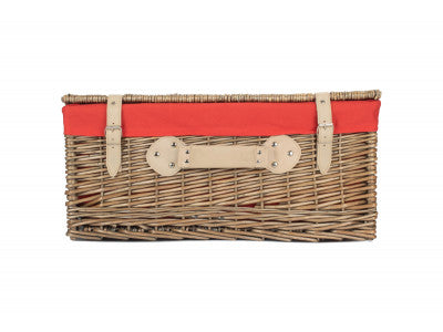 "Basket, 22" ANTIQUE WASH HAMPER with RED LINING"