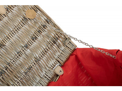 "Basket, 22" ANTIQUE WASH HAMPER with RED LINING"