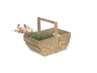 Basket, LARGE OAK EFFECT WOODEN TRUG