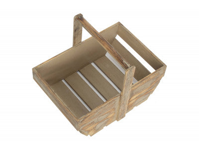 Basket, LARGE OAK EFFECT WOODEN TRUG