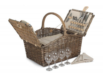 Basket, DOUBLE LIDDED 4 PERSON PICNIC HAMPER