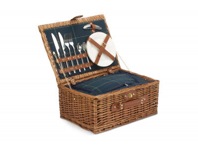Basket, 2 PERSON BLUE TWEED HAMPER