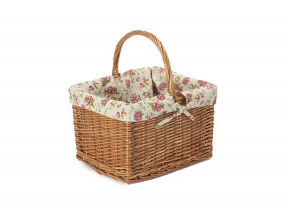 Basket, DELUXE BUTCHER'S BASKET with GARDEN ROSE LINING