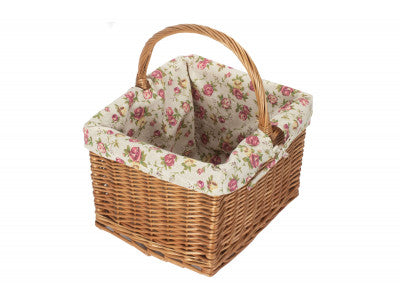 Basket, DELUXE BUTCHER'S BASKET with GARDEN ROSE LINING