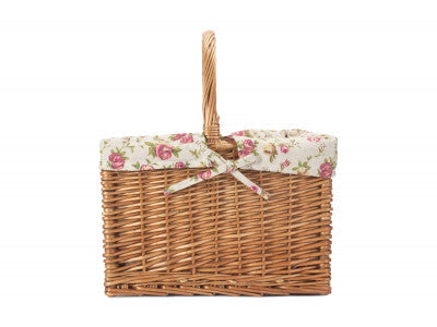 Basket, DELUXE BUTCHER'S BASKET with GARDEN ROSE LINING