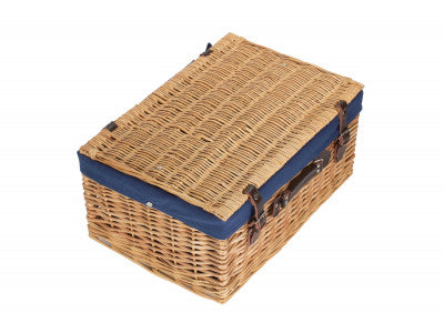 "Basket, 20" BUFF HAMPER with NAVY BLUE LINING"