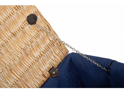 "Basket, 20" BUFF HAMPER with NAVY BLUE LINING"