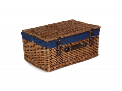 "Basket, 20" DOUBLE STEAMED HAMPER with NAVY BLUE LINING"