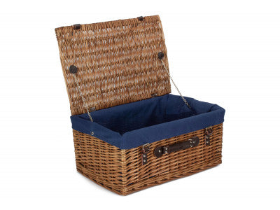 "Basket, 20" DOUBLE STEAMED HAMPER with NAVY BLUE LINING"