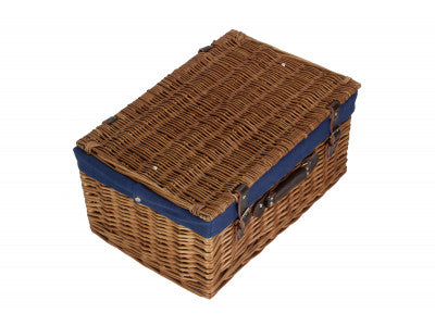 "Basket, 20" DOUBLE STEAMED HAMPER with NAVY BLUE LINING"