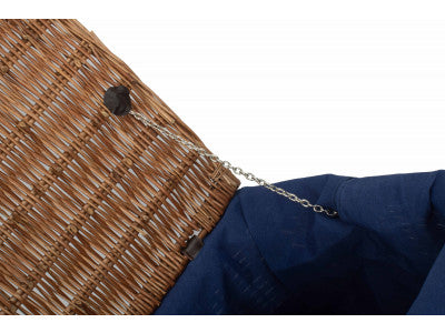 "Basket, 20" DOUBLE STEAMED HAMPER with NAVY BLUE LINING"