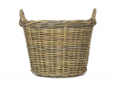 Basket, ROUND GREY RATTAN LOG BASKET with CORDURA LINING