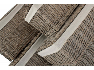 Basket, SET 4 GREY WASH STORAGE HAMPERS