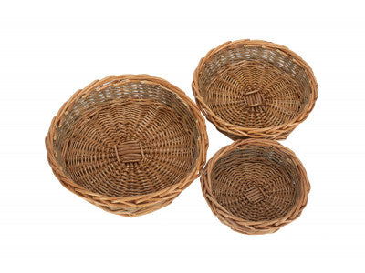 Basket, Set of 3 UNPEELED WILLOW ROUND TRAY 