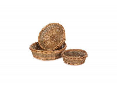 Basket, Set of 3 UNPEELED WILLOW ROUND TRAY 
