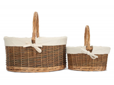 Basket, Set of 2 COUNTRY OVAL SHOPPER with WHITE LINING 