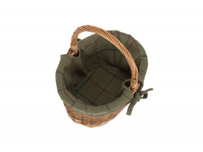 Basket, CHILD'S COUNTRY OVAL SHOPPER with GREEN TWEED LINING