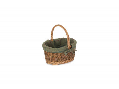 Basket, CHILD'S COUNTRY OVAL SHOPPER with GREEN TWEED LINING