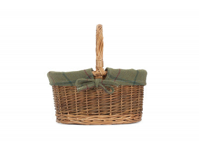 Basket, CHILD'S COUNTRY OVAL SHOPPER with GREEN TWEED LINING