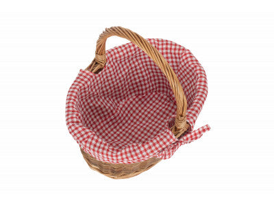 Basket, CHILD'S COUNTRY OVAL SHOPPER with RED & WHITE CHECKED LINING
