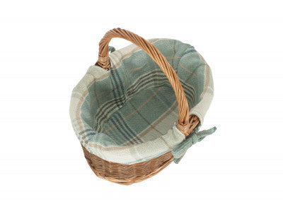 Basket, CHILD'S COUNTRY OVAL SHOPPER with CREAM TARTAN LINING