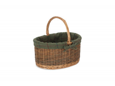 Basket, COUNTRY OVAL SHOPPER with GREEN TWEED LINING