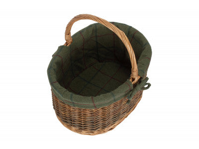 Basket, COUNTRY OVAL SHOPPER with GREEN TWEED LINING